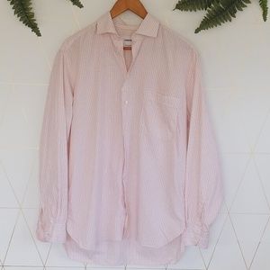 lorenzini orange and white dress shirt